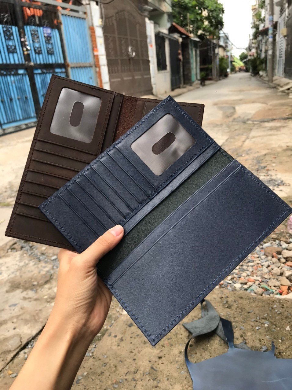 Ví cầm tay sơn cạnh cao cấp - Hàng da thật bảo hành 2 năm