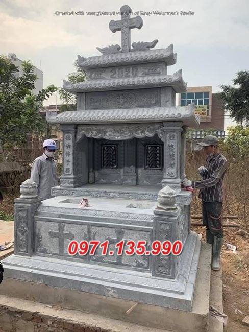 Mẫu mộ công giáo lăng mộ đạo bằng đá đơn giản đẹp bán Thanh Hoá