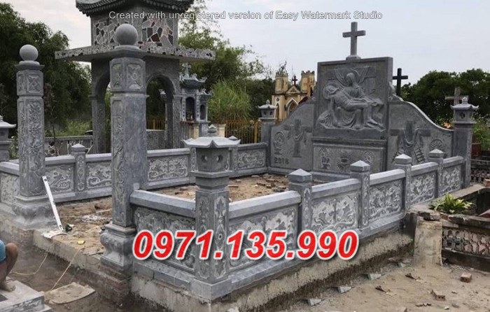 Mộ đá công giáo - Mẫu mộ công giáo bằng đá đơn giản đẹp bán Hải Phòng