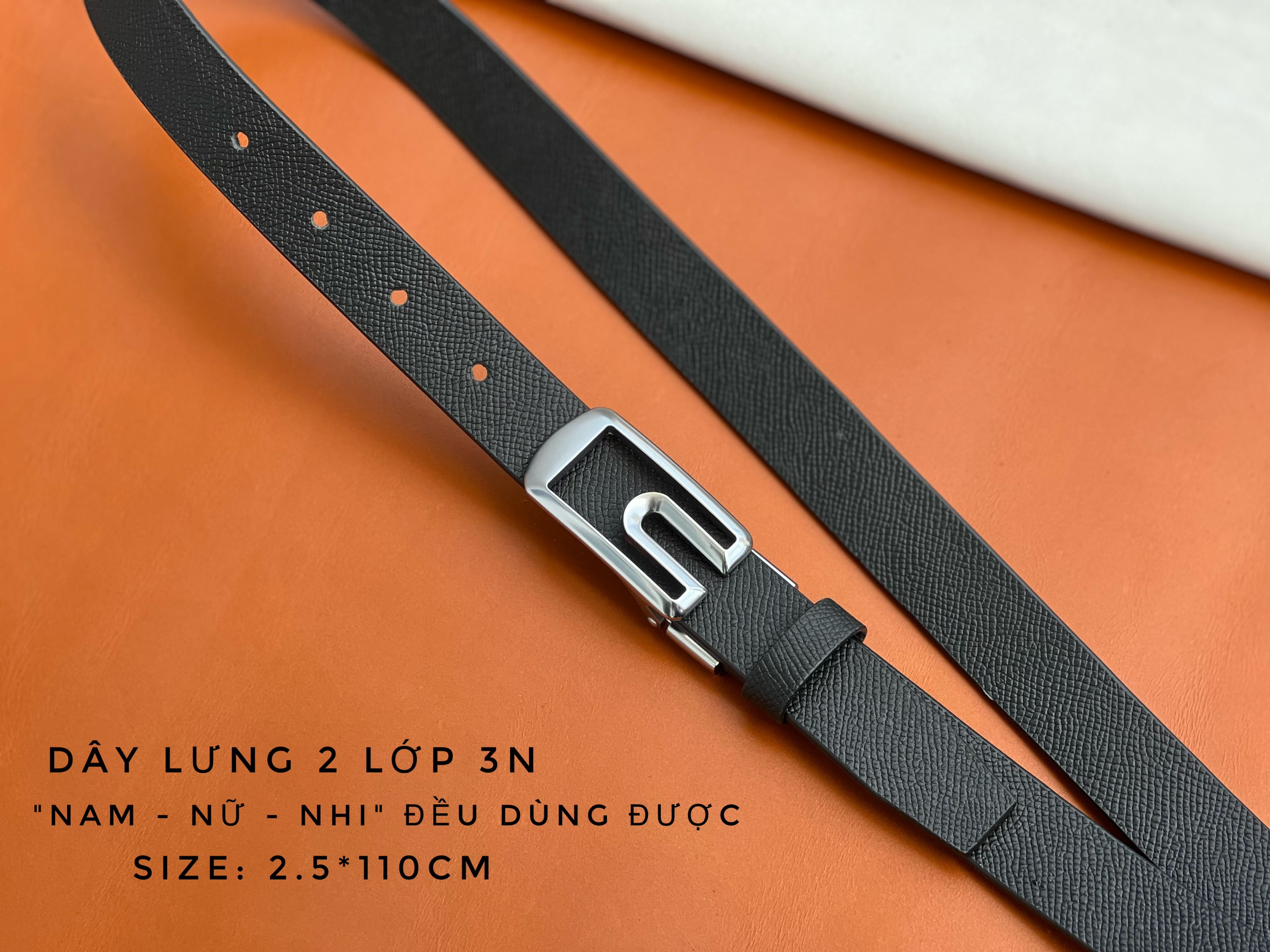 Dây lưng da bò 2 lớp đầu khóa hợp kim cao cấp - Hàng da thật bảo 2 năm