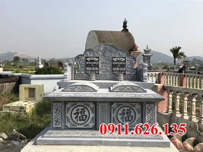 Mộ đá song thân - Mẫu mộ phu thê bằng đá đơn giản bán Ninh Thuận
