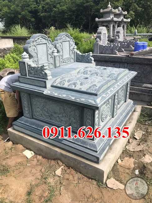 Mộ đá song thân - Mẫu mộ phu thê bằng đá đơn giản bán Ninh Thuận
