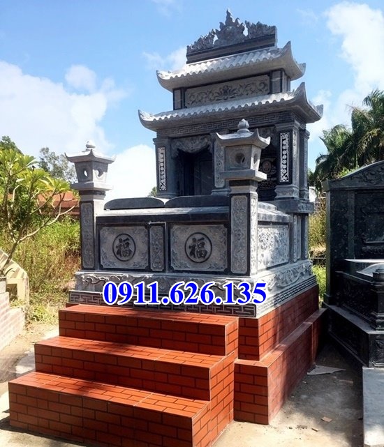 Mộ đá song thân - Mẫu mộ phu thê bằng đá đơn giản bán Ninh Thuận