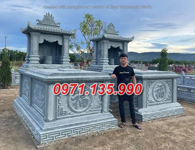 Mộ đá song thân - Mẫu mộ phu thê bằng đá đơn giản bán Ninh Thuận