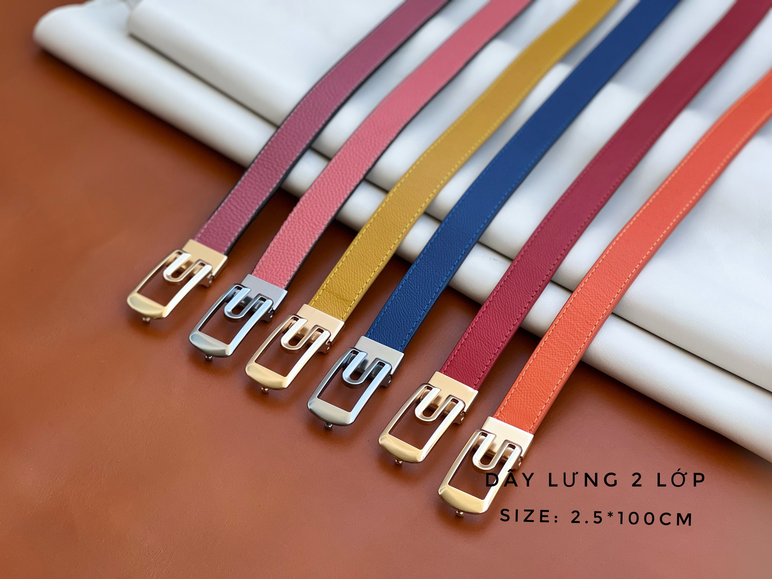 Dây lưng da bò 2 lớp cho nữ - Hàng da thật bảo hành 2 năm