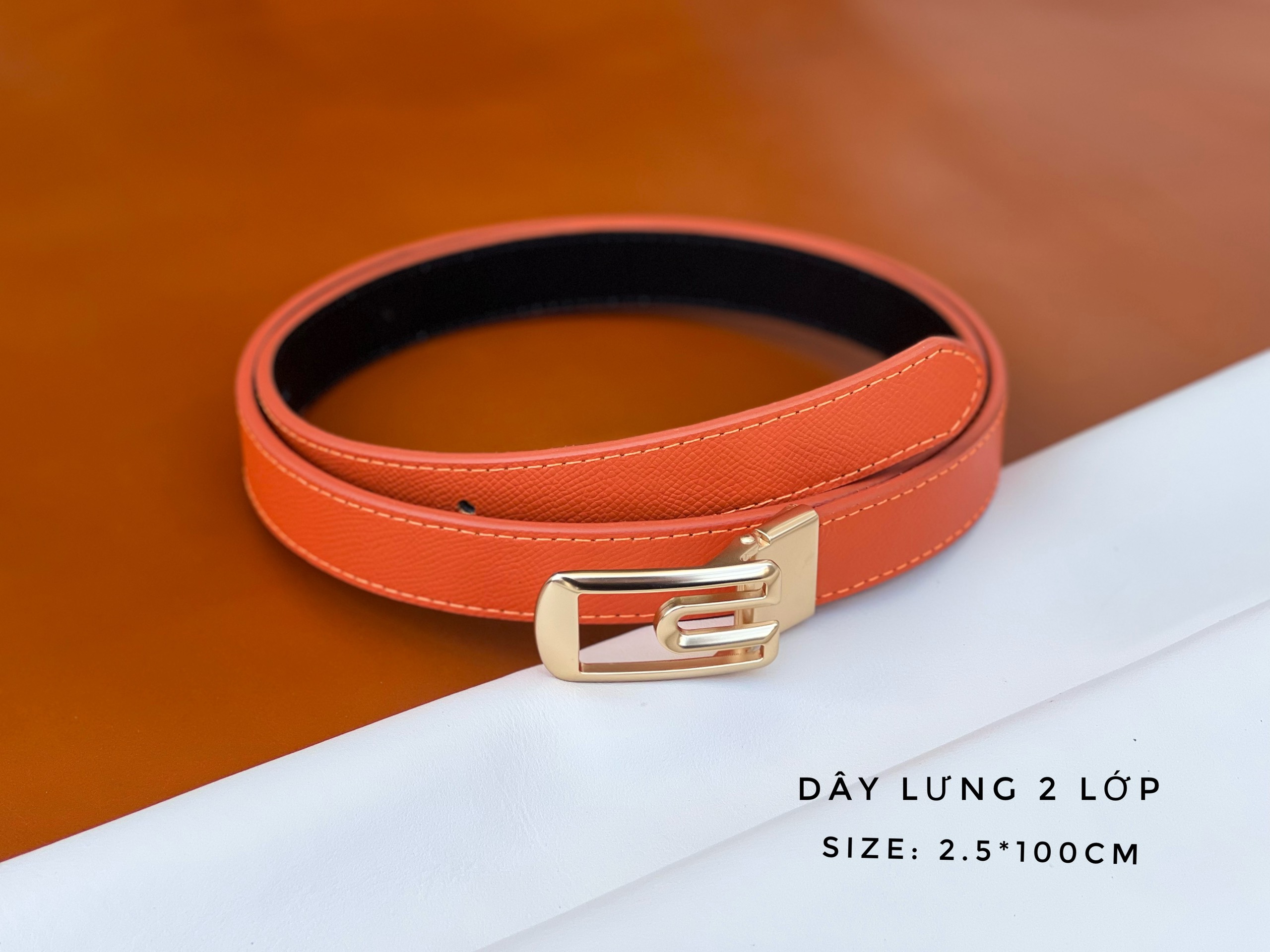 Dây lưng da bò 2 lớp cho nữ - Hàng da thật bảo hành 2 năm