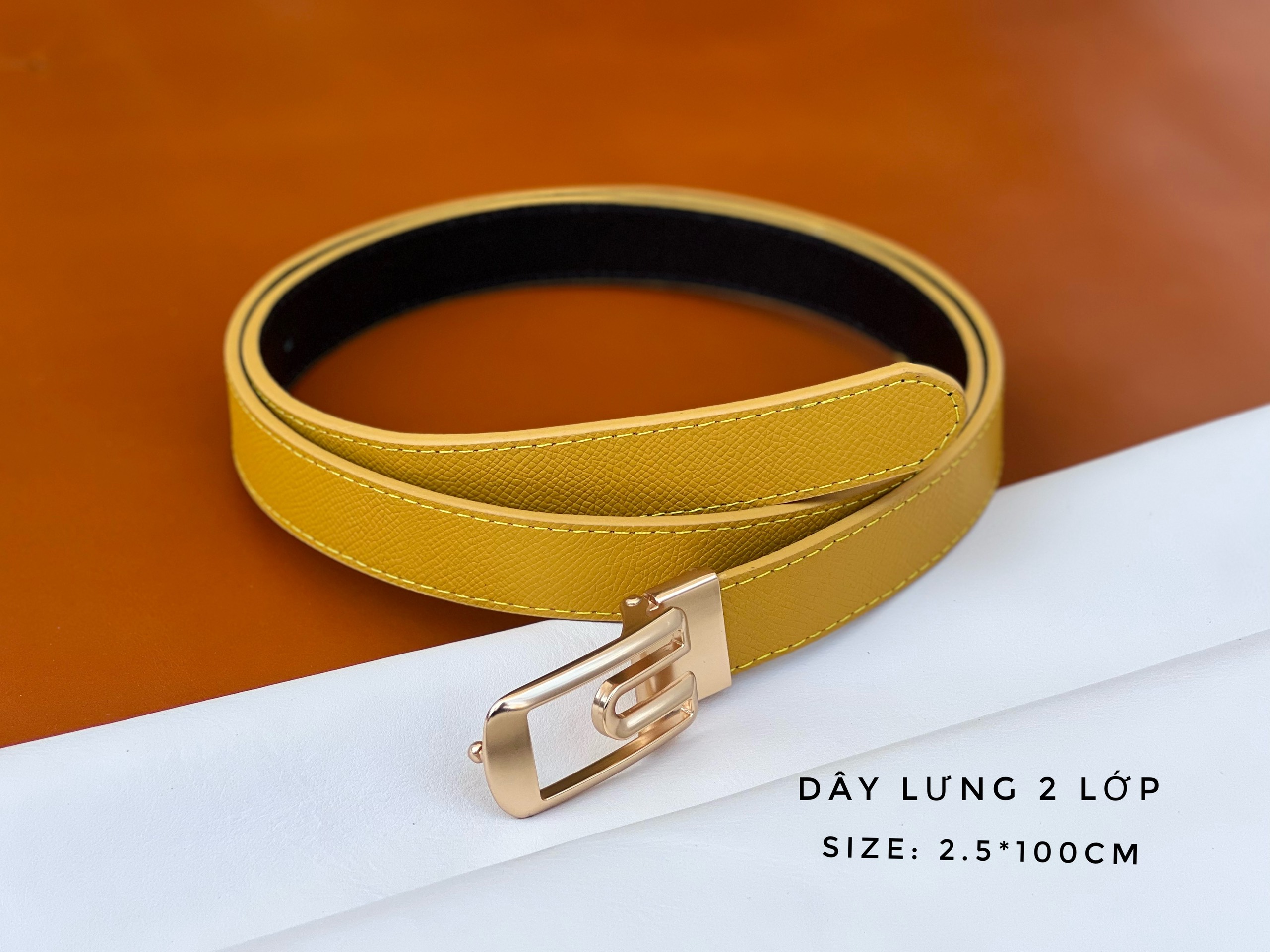 Dây lưng da bò 2 lớp cho nữ - Hàng da thật bảo hành 2 năm