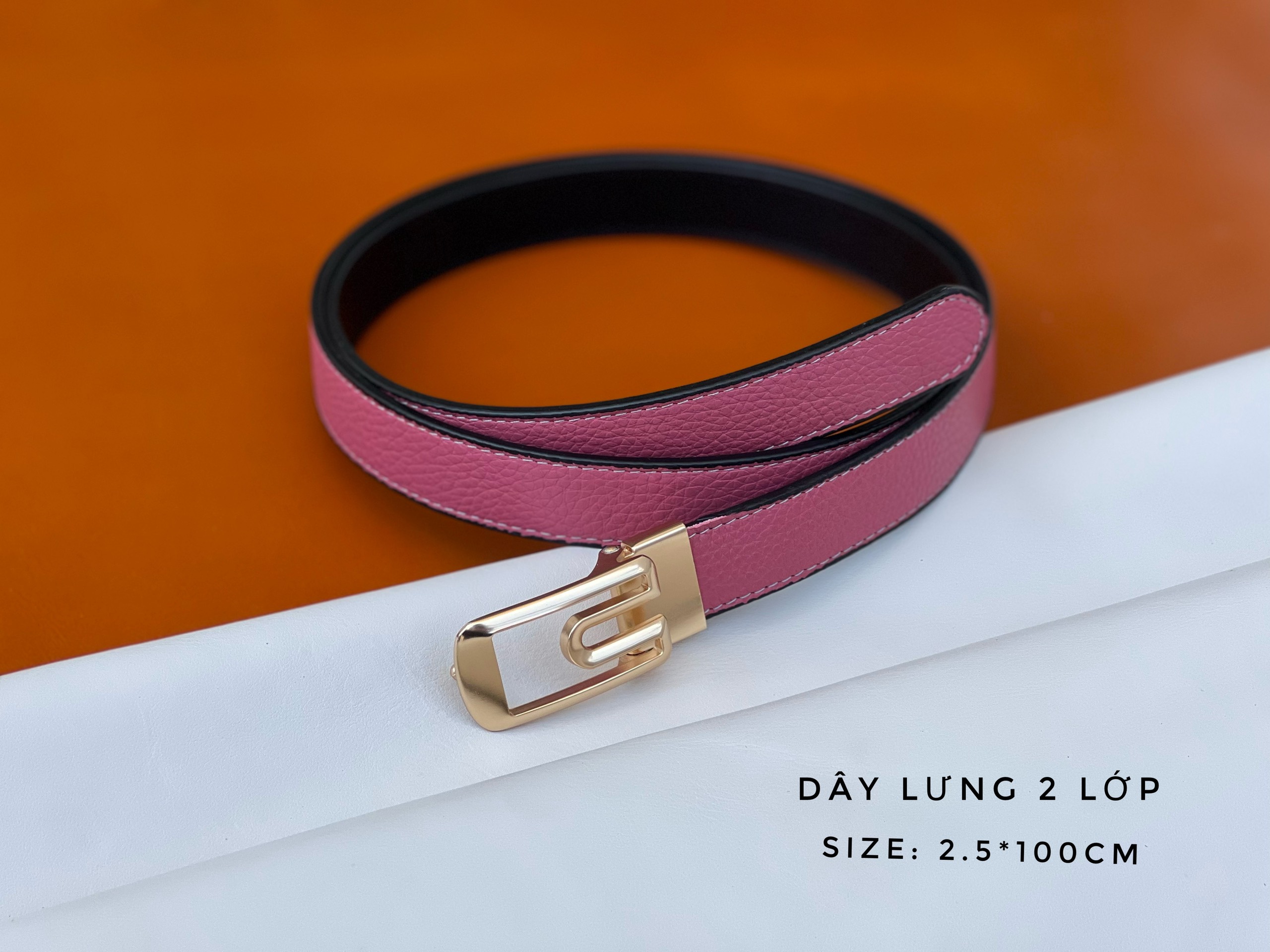 Dây lưng da bò 2 lớp cho nữ - Hàng da thật bảo hành 2 năm