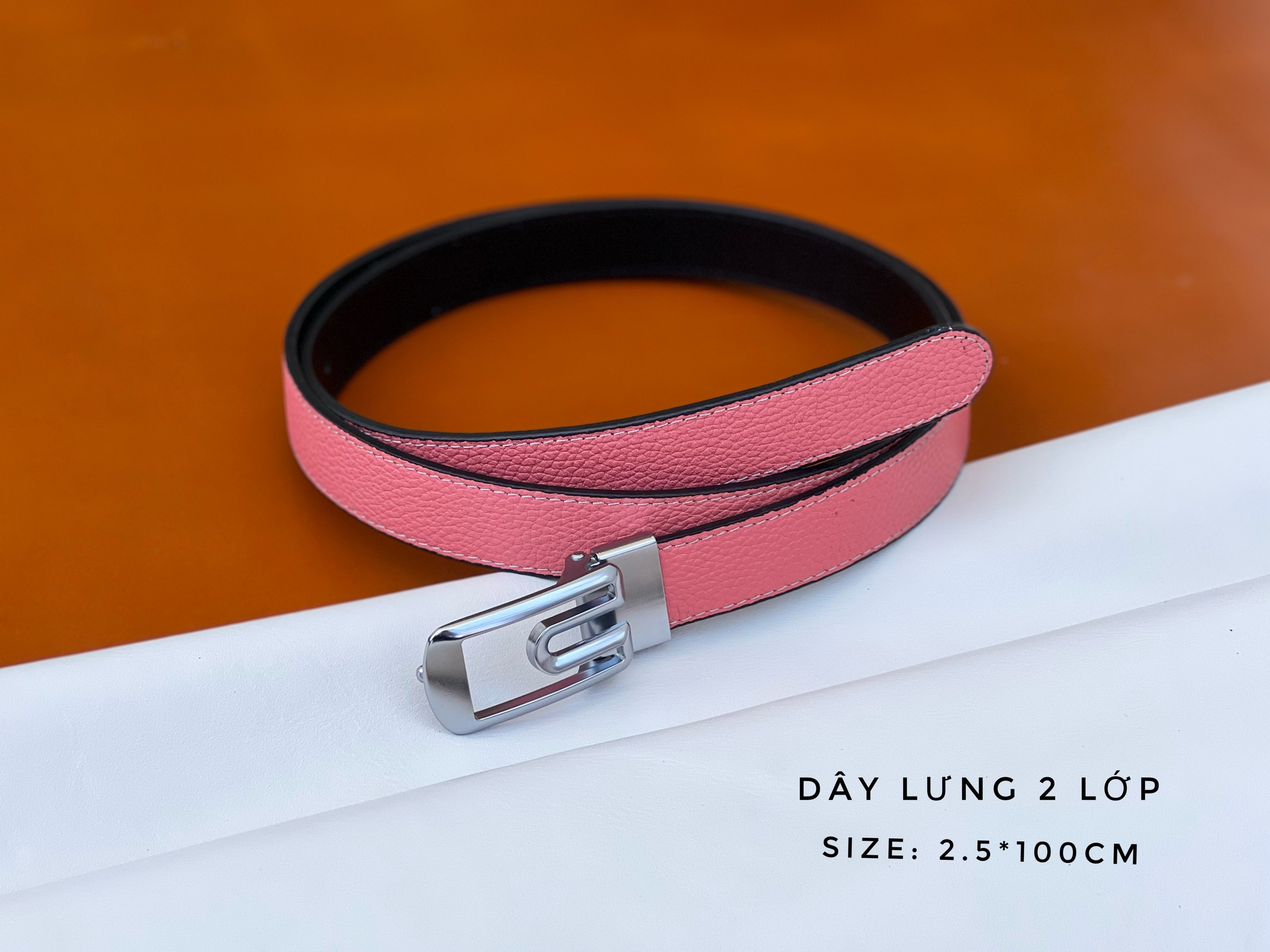 Dây lưng da bò 2 lớp cho nữ - Hàng da thật bảo hành 2 năm