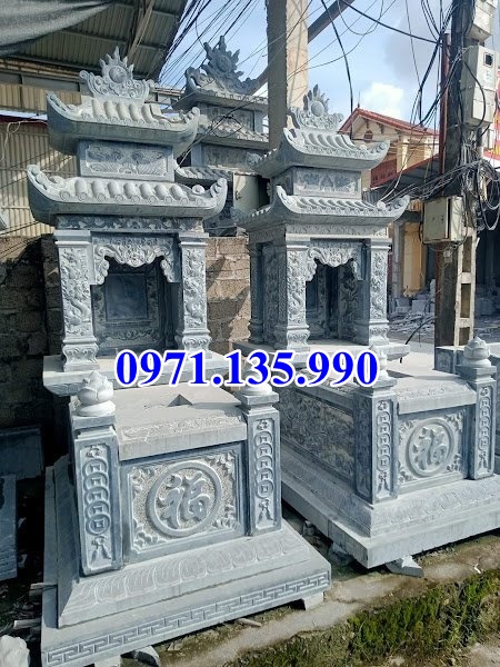 Mộ đá kim tĩnh - Mẫu mộ 1 2 3 mái bằng đá xanh đẹp bán Phú Yên