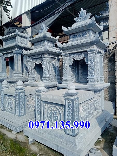 Mộ đá kim tĩnh - Mẫu mộ 1 2 3 mái bằng đá xanh đẹp bán Phú Yên