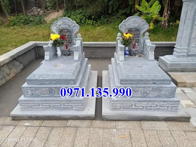 Mộ đá kim tĩnh - Mẫu mộ 1 2 3 mái bằng đá xanh đẹp bán Phú Yên