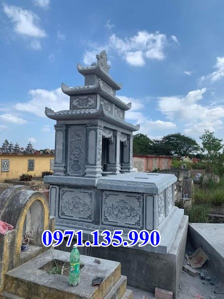 Mộ đá kim tĩnh - Mẫu mộ 1 2 3 mái bằng đá xanh đẹp bán Phú Yên