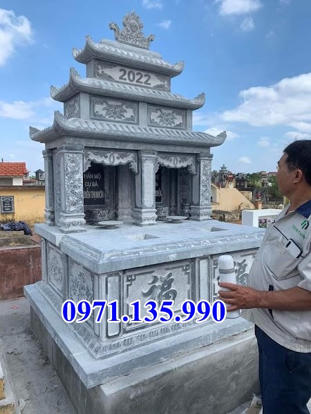 Mộ đá kim tĩnh - Mẫu mộ 1 2 3 mái bằng đá xanh đẹp bán Phú Yên