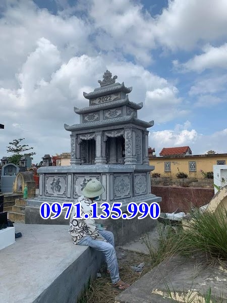 Mộ đá kim tĩnh - Mẫu mộ 1 2 3 mái bằng đá xanh đẹp bán Phú Yên