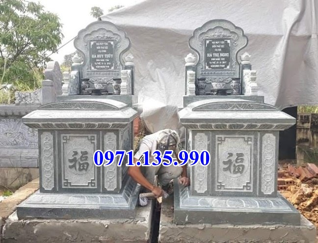 Mộ đá kim tĩnh - Mẫu mộ 1 2 3 mái bằng đá xanh đẹp bán Phú Yên