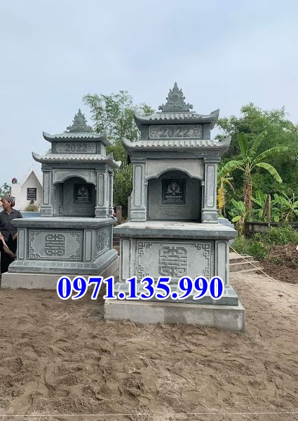 Mộ đá kim tĩnh - Mẫu mộ 1 2 3 mái bằng đá xanh đẹp bán Phú Yên
