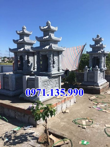 Mộ đá kim tĩnh - Mẫu mộ 1 2 3 mái bằng đá xanh đẹp bán Phú Yên