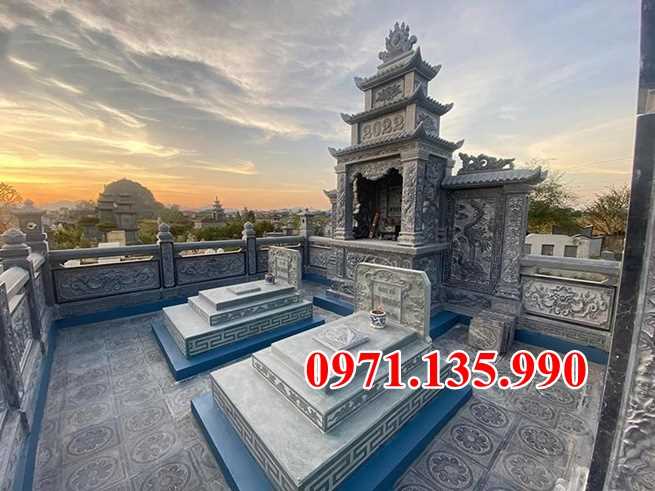 Mộ đá song thân - Mẫu mộ phu thê bằng đá xanh đẹp bán Phú Yên