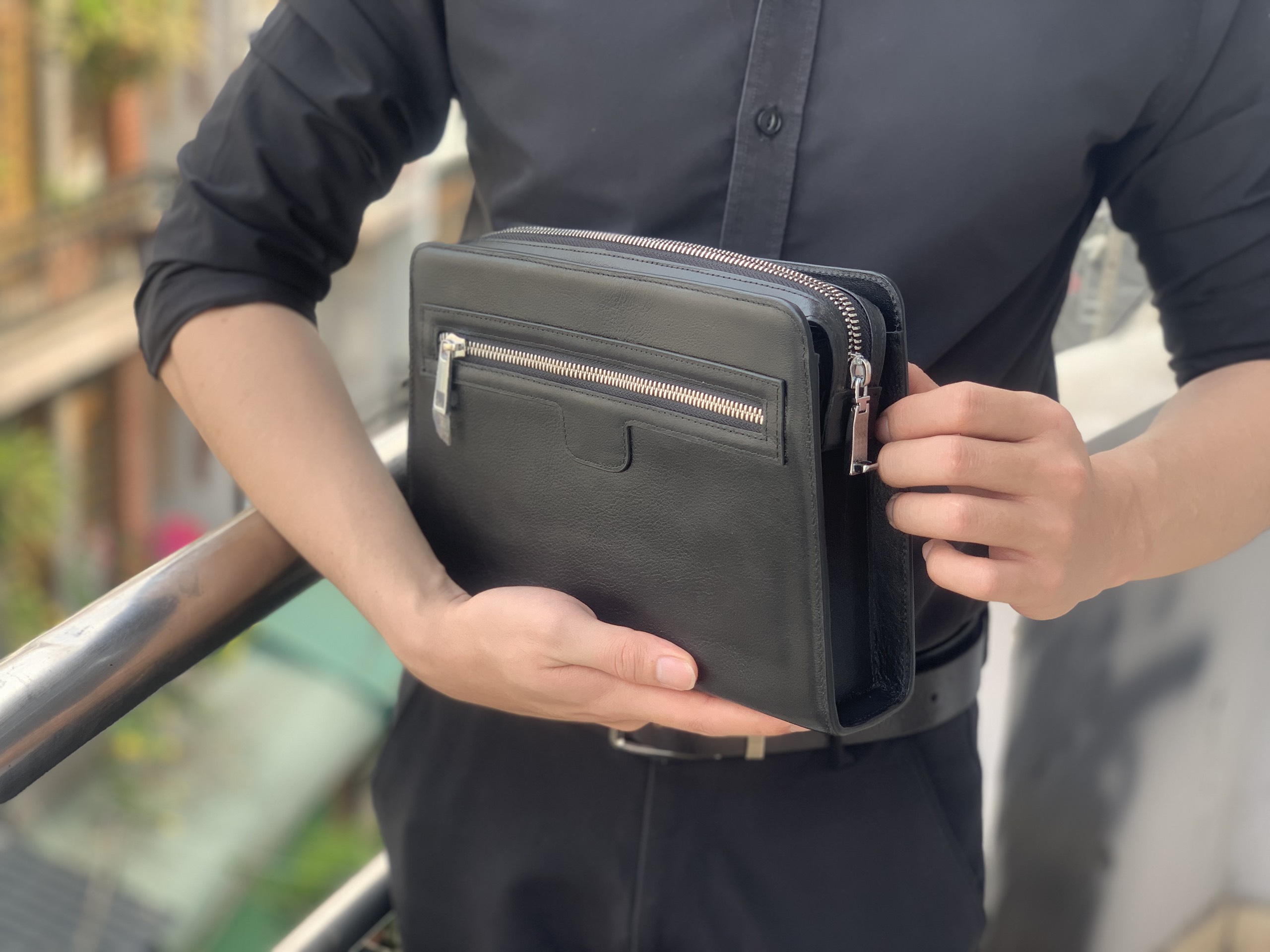 Clutch khóa số da bò cao cấp - Hàng da thẩ bảo hành 2 năm