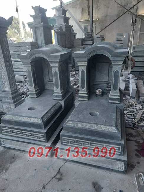 Mộ đá bố mẹ - Mẫu mộ ông bà bằng đá xanh đẹp bán Gia Lai