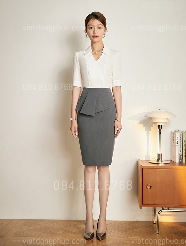 Công ty may đồng phục chân váy công sở thời trang, giá tốt