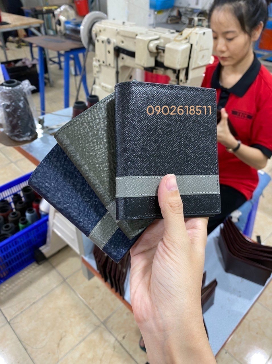 Ví taiga phối xám - gia công trực tiếp tại xưởng