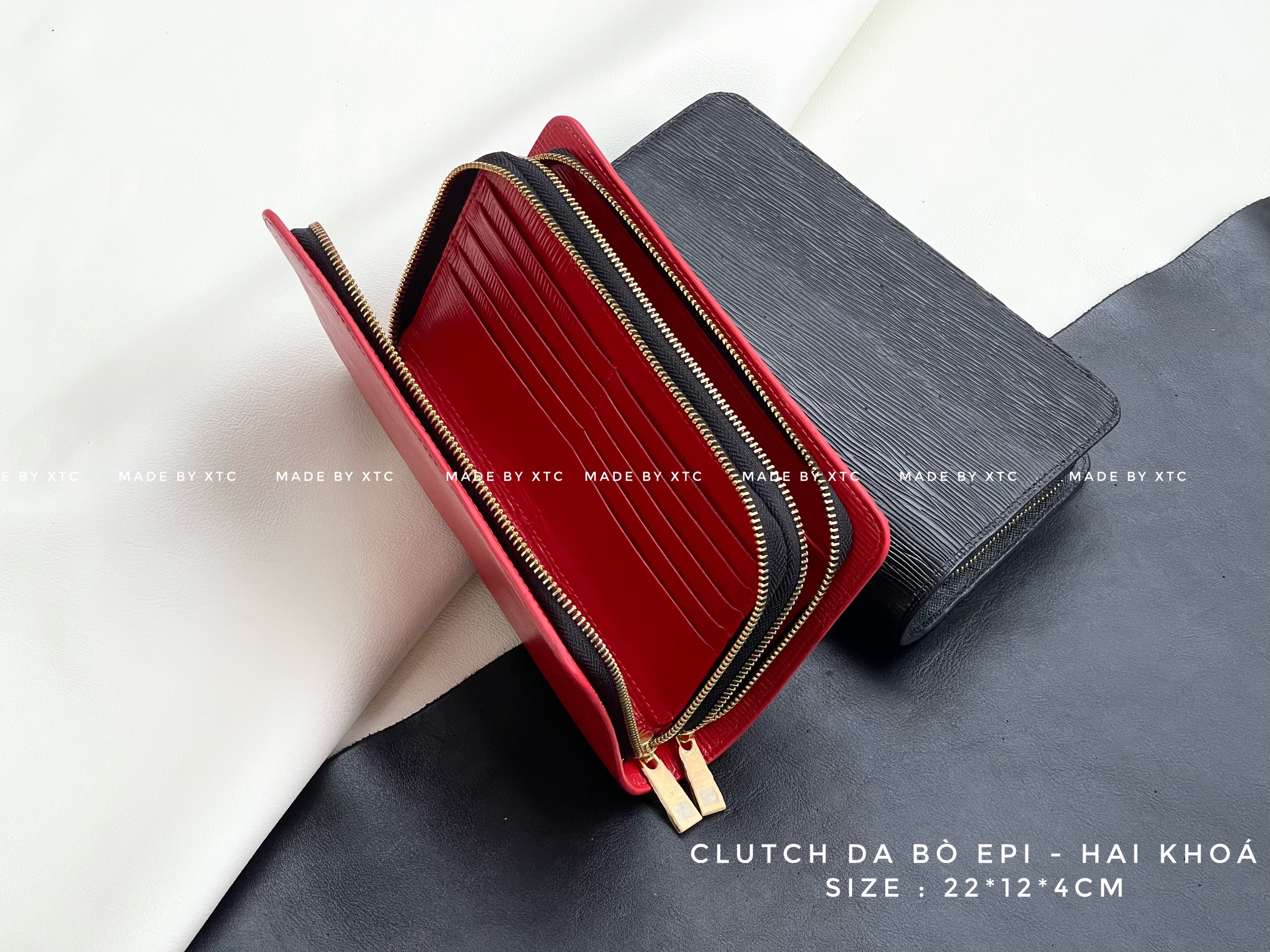 Clutch 2 khóa da bò epi - hàng sẵn tại xưởng