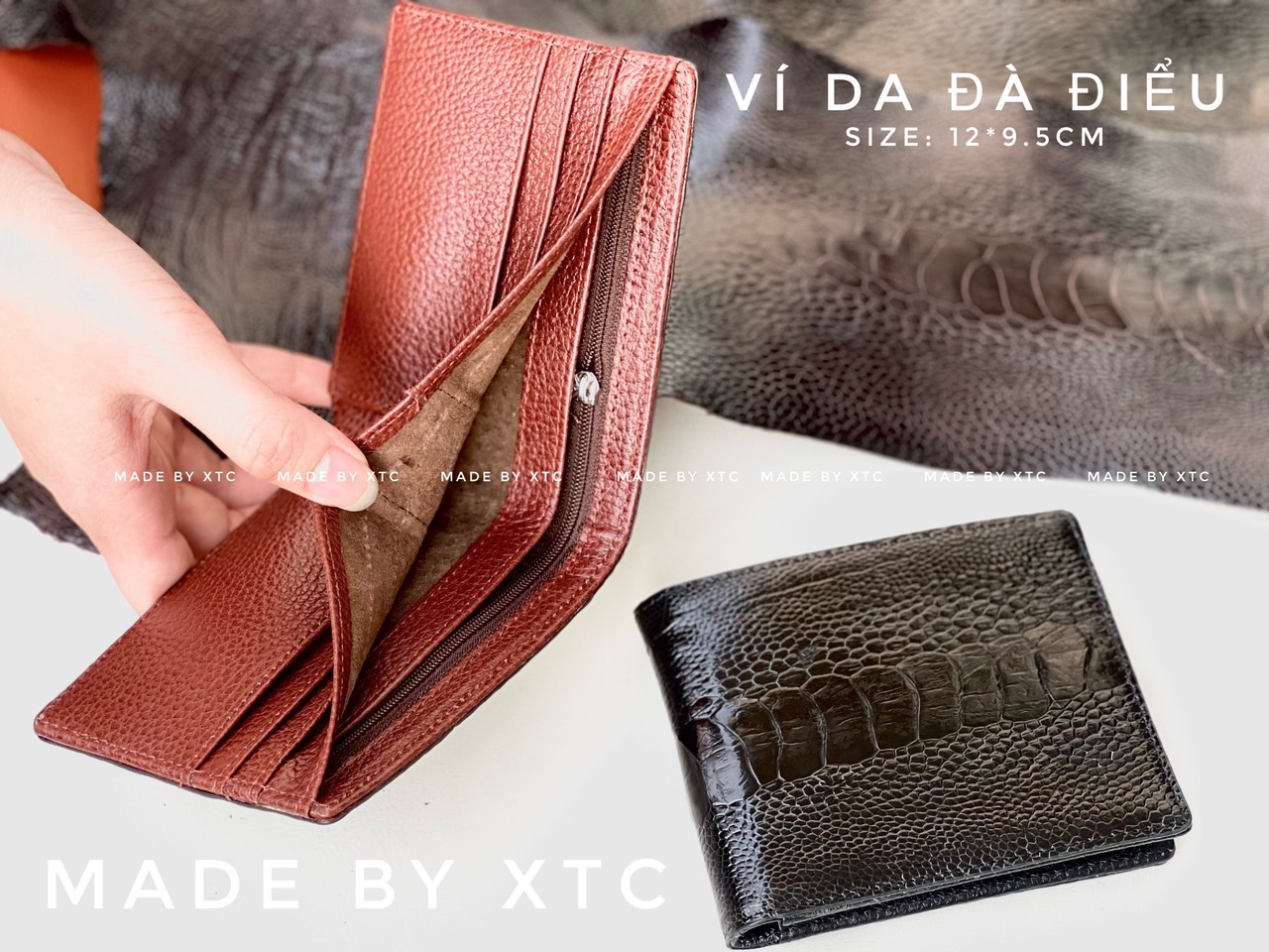 Ví da đà điểu sản xuất tại công ty - giá sỉ tận xưởng