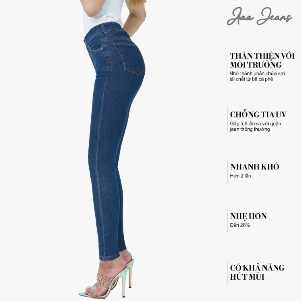 Quần jeans nữ lưng cao pha sợi cafe AAA jeans