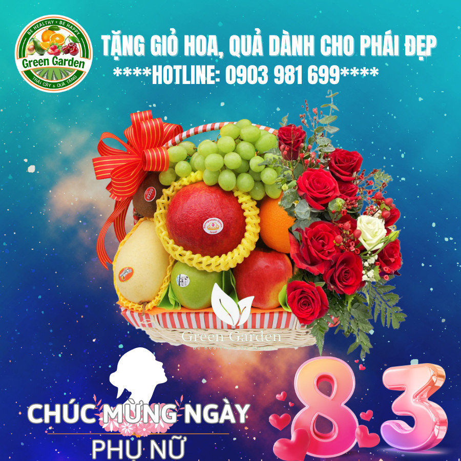 Giỏ quà trái cây mừng ngày quốc tế phụ nữ 8/3