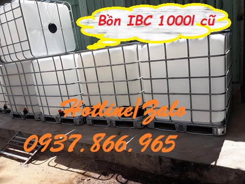 Bồn 1000l cũ, bồn độ mới 95%, bồn nhựa IBC, bồn công nghiệp