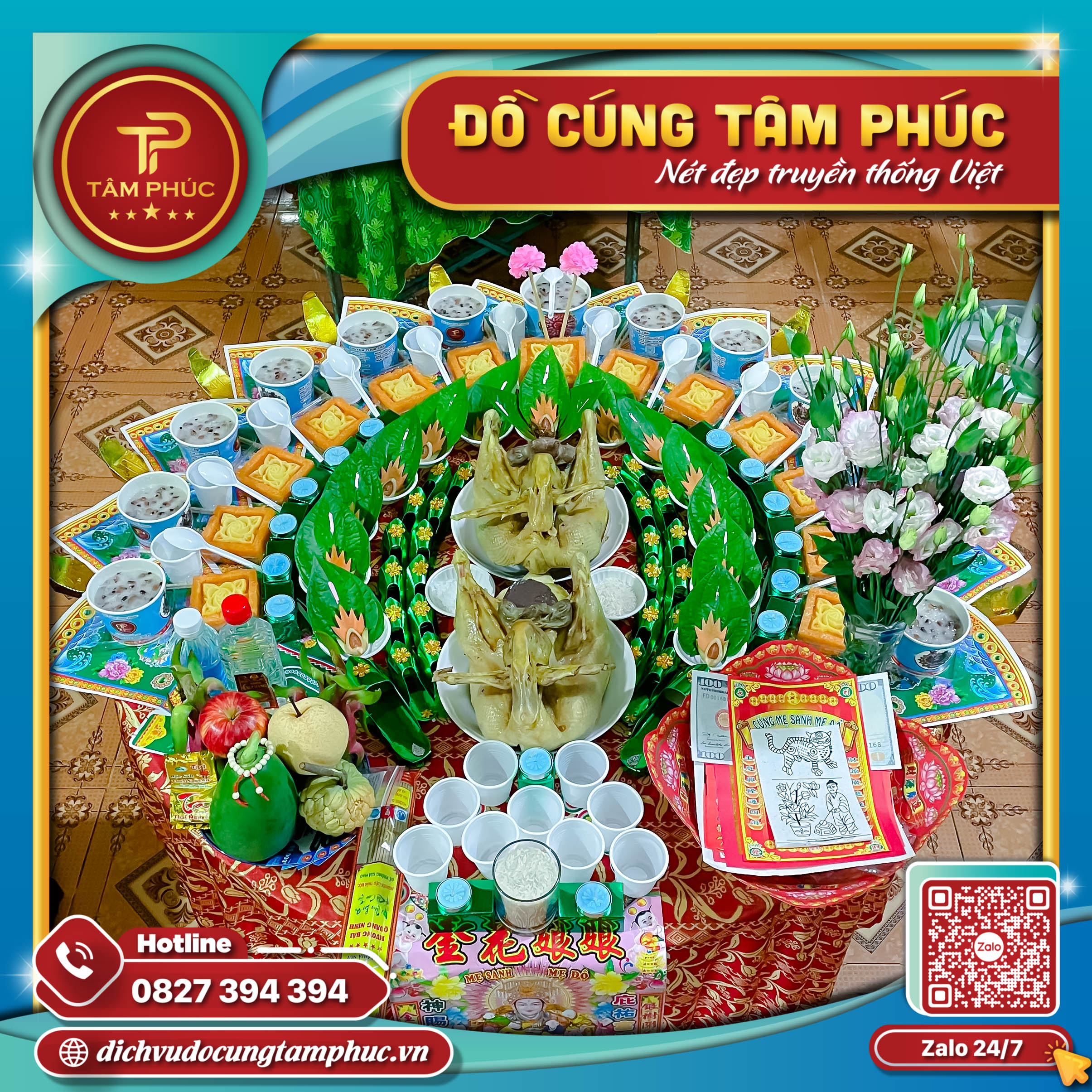 ý nghia x 13 phần xôi chè trên mâm cúng mụ cho bé.