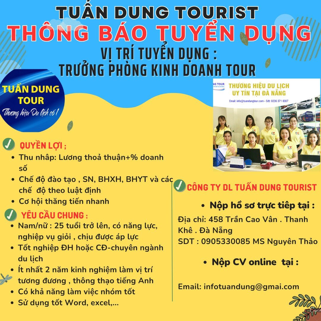 Thông báo tuyển dụng - Trưởng phòng kinh doanh tour nội địa