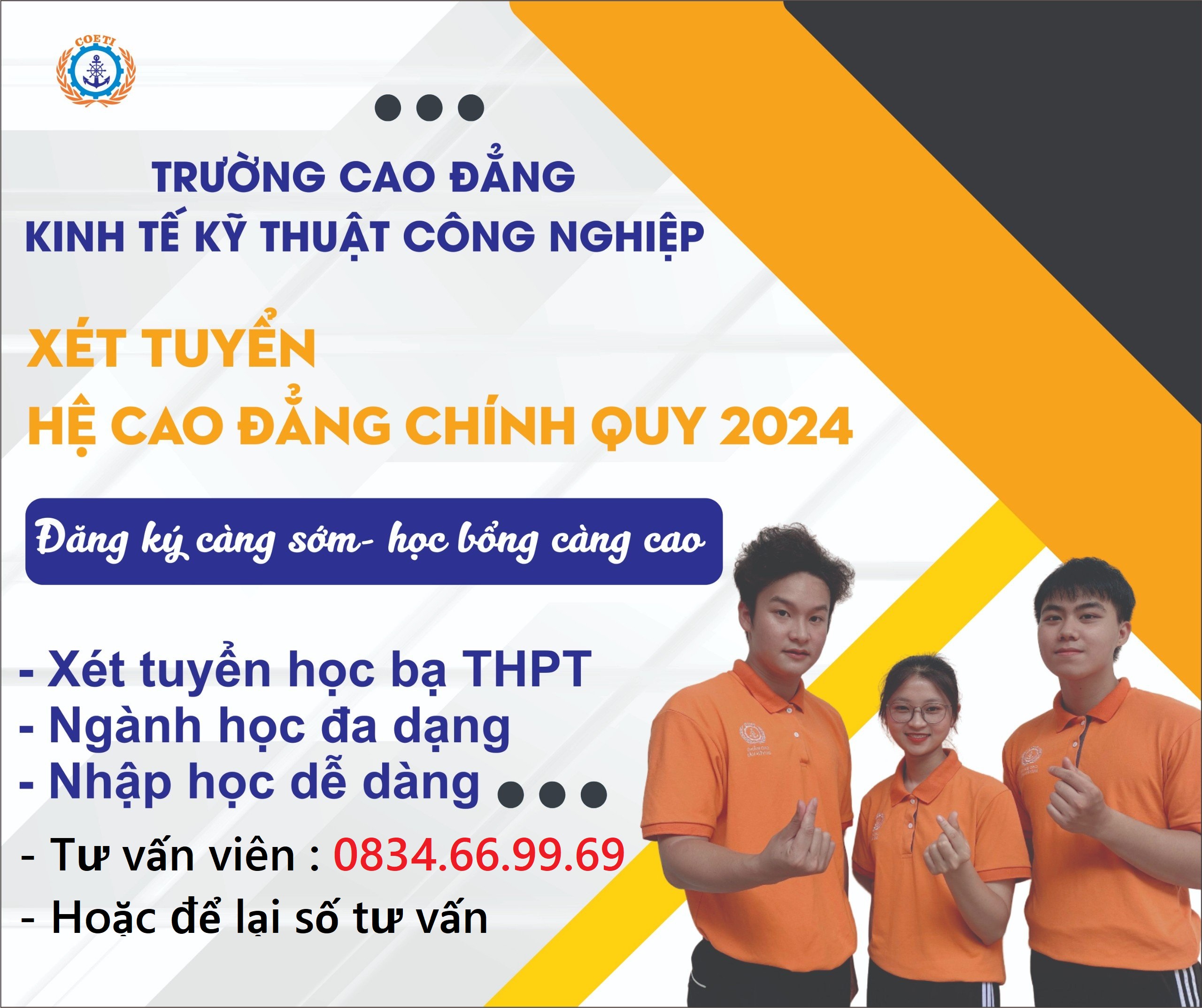 Tuyển sinh học sinh , sinh viên, chỉ cần học hết lớp 9