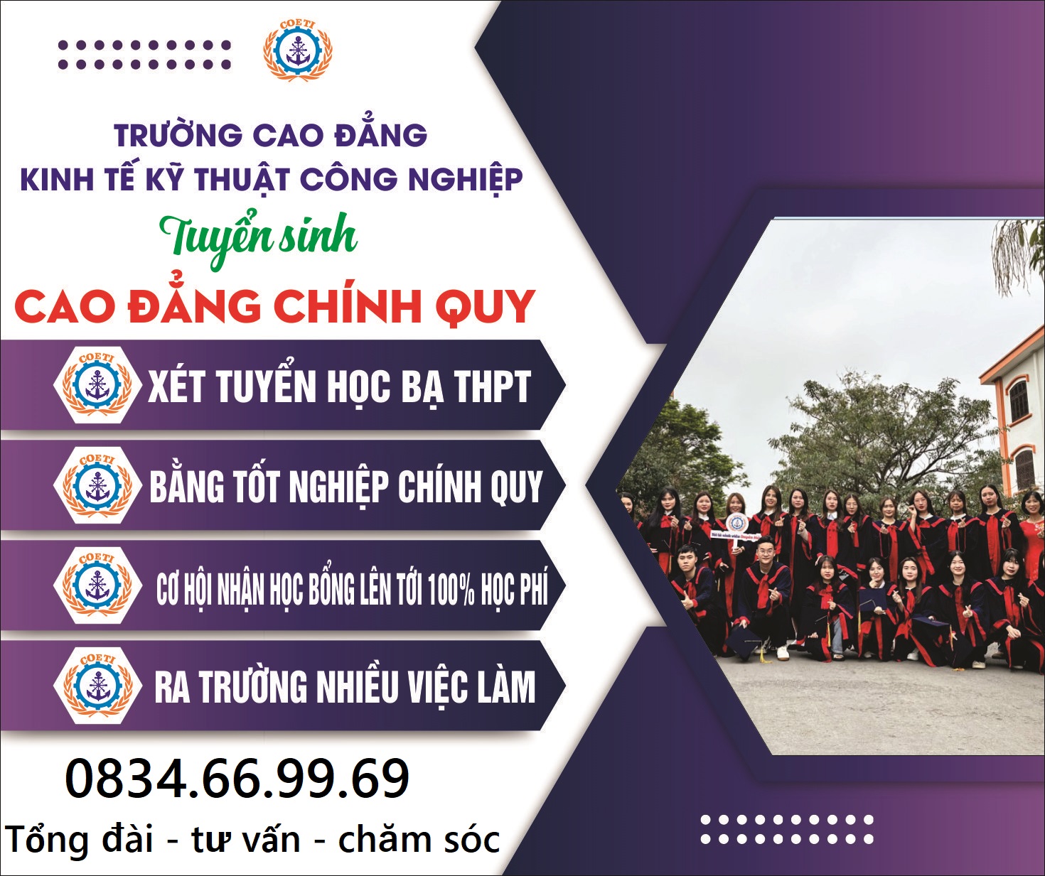 Tuyển sinh học sinh , sinh viên, chỉ cần học hết lớp 9