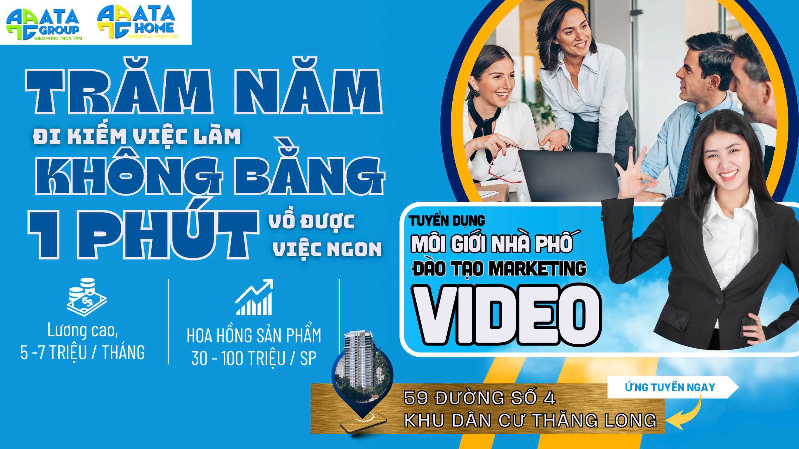 ATA HOME tuyển NVKD BĐS hỗ trợ đào tạo Marketing Tiktok miễn phí