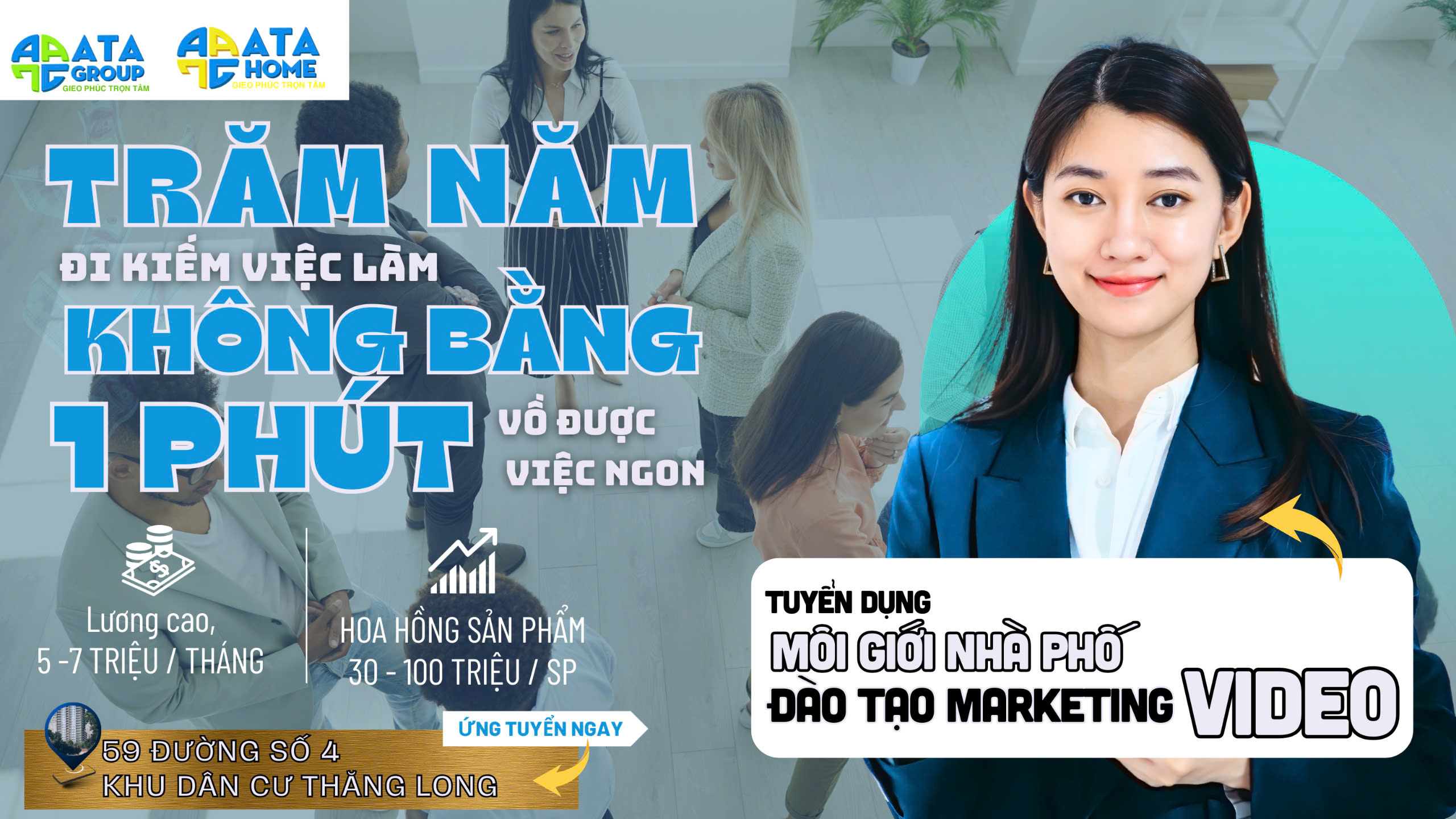 ATA HOME tuyển NVKD BĐS hỗ trợ đào tạo Marketing Tiktok miễn phí