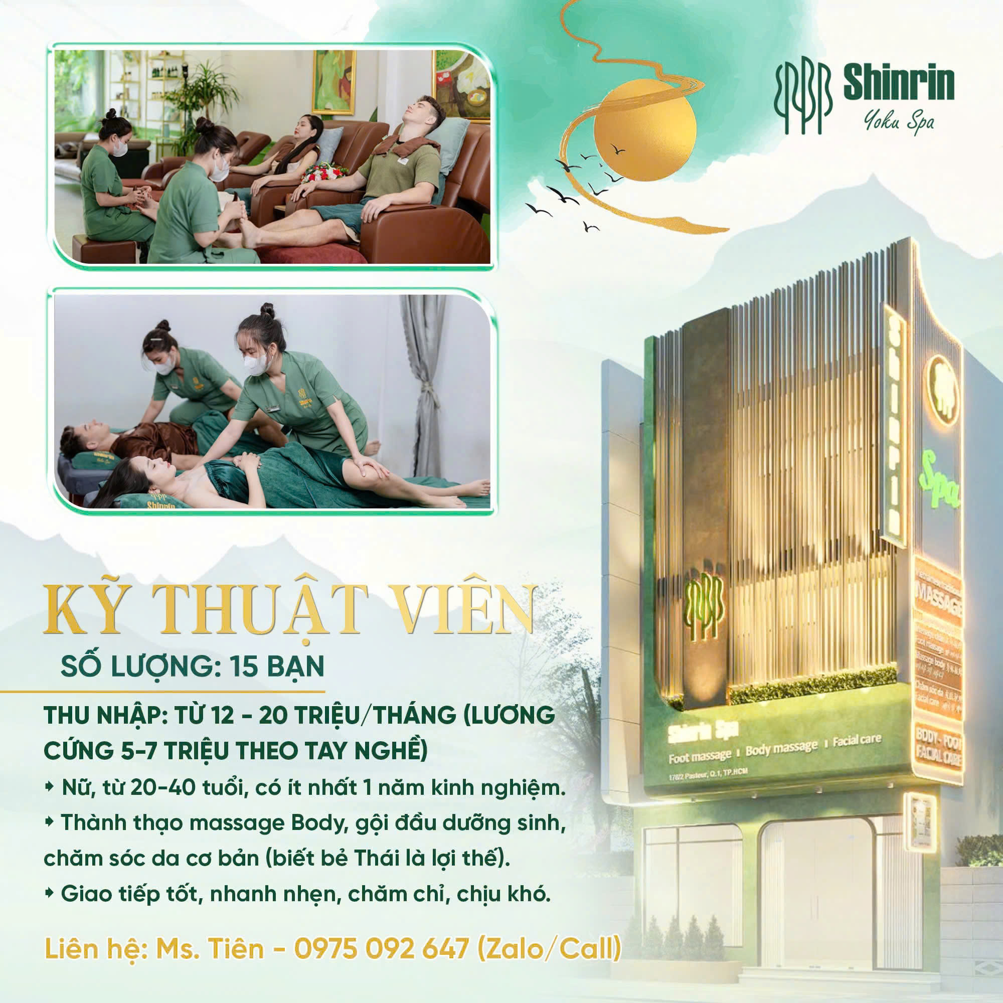 Shinrin Spa Q1 tuyển dụng KTV lương cao đi làm ngay