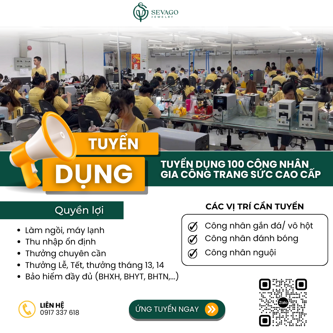 Tuyển công nhân chế tác trang sức, việc nhẹ lương cao ổn định