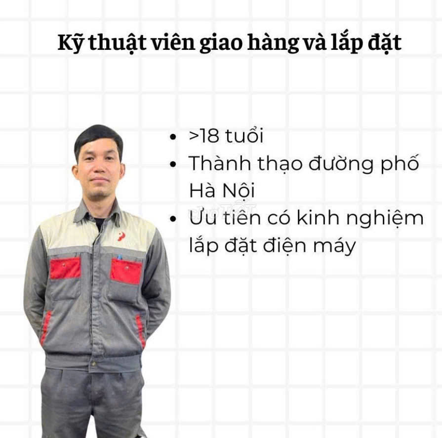 Tuyển NV giao hàng, lắp đặt điện máy tại Thành Trì Hà Nội