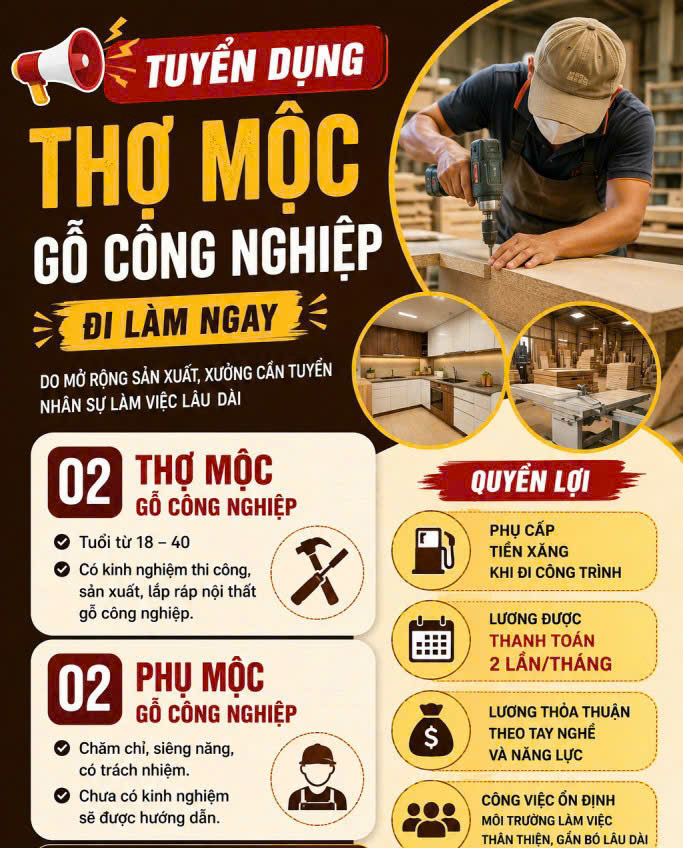 LifeHouse tuyển thợ ván công nghiệp tại Đà Nẵng