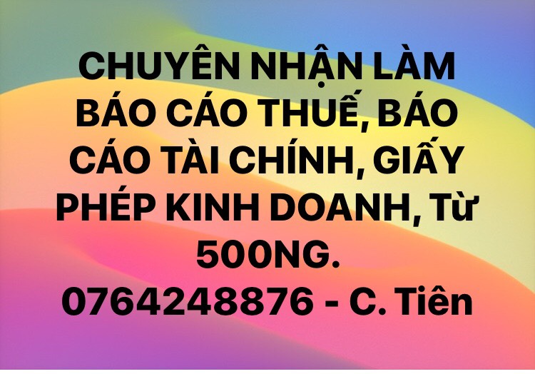 NHẬN LÀM SỔ SÁCH KẾ TOÁN, BÁO CÁO THUẾ, BÁO CÁO TÀI CHÍNH CHO DOANH NGHIỆP TẠI TPHCM