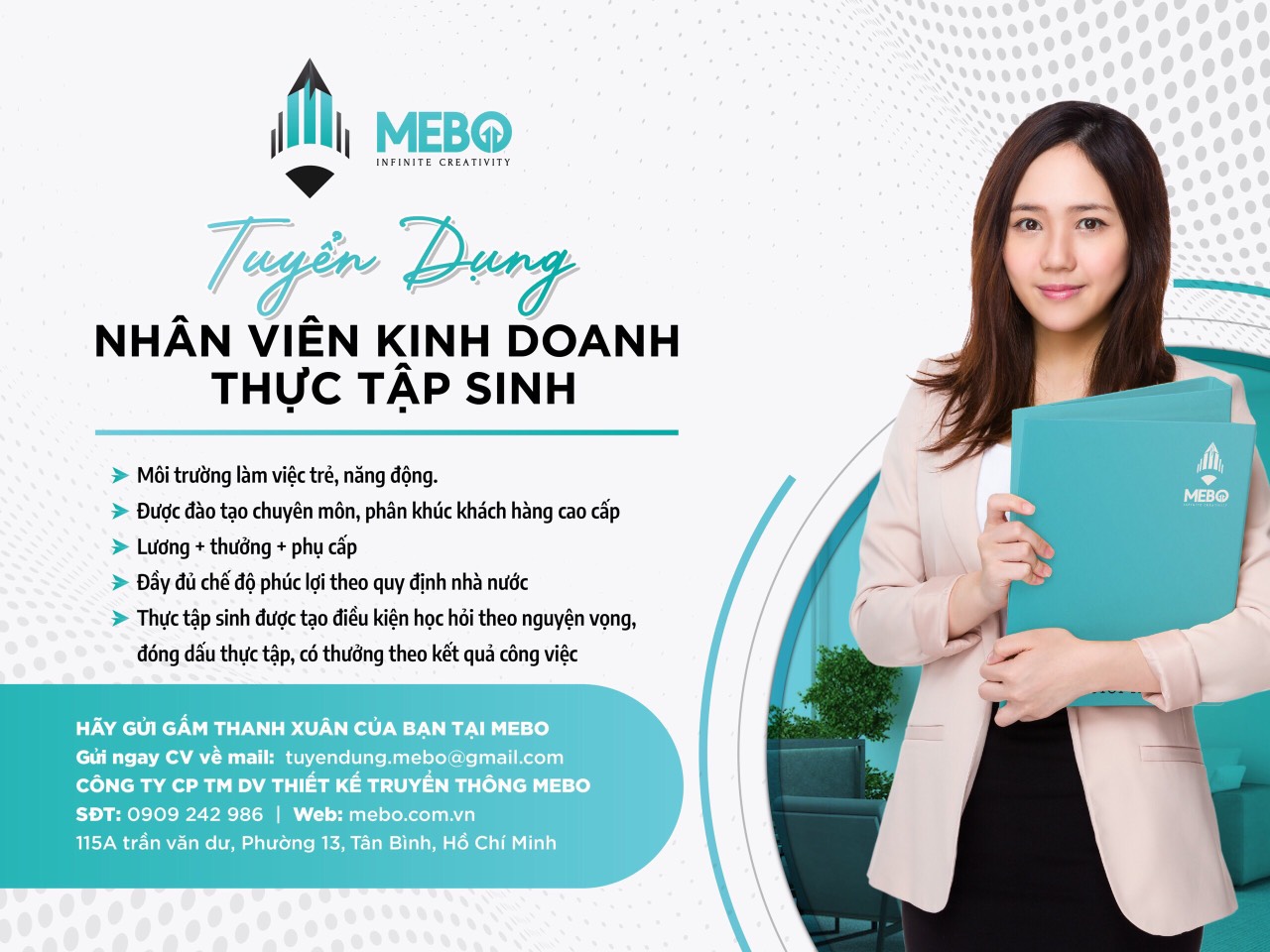 Cty thiết kế truyền thông MEBO tuyển NVKD làm Tân Bình